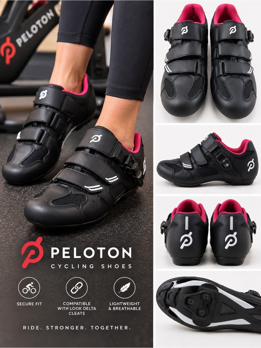 Peloton Women’s Black & red Cycling Shoes - Boa-Style Closure W11 or EU42